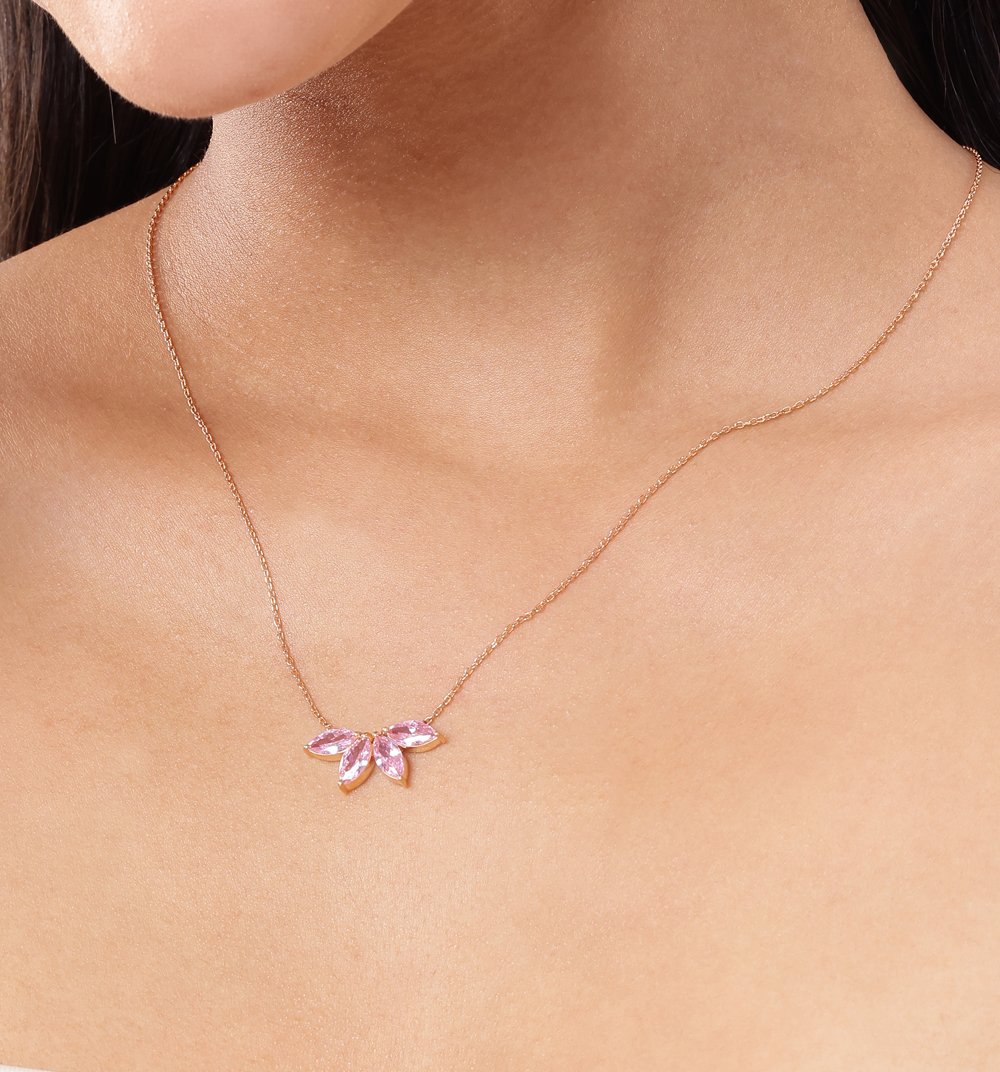 Fayra Ray Pendant Chain (925 Real Silver) - Rose Gold